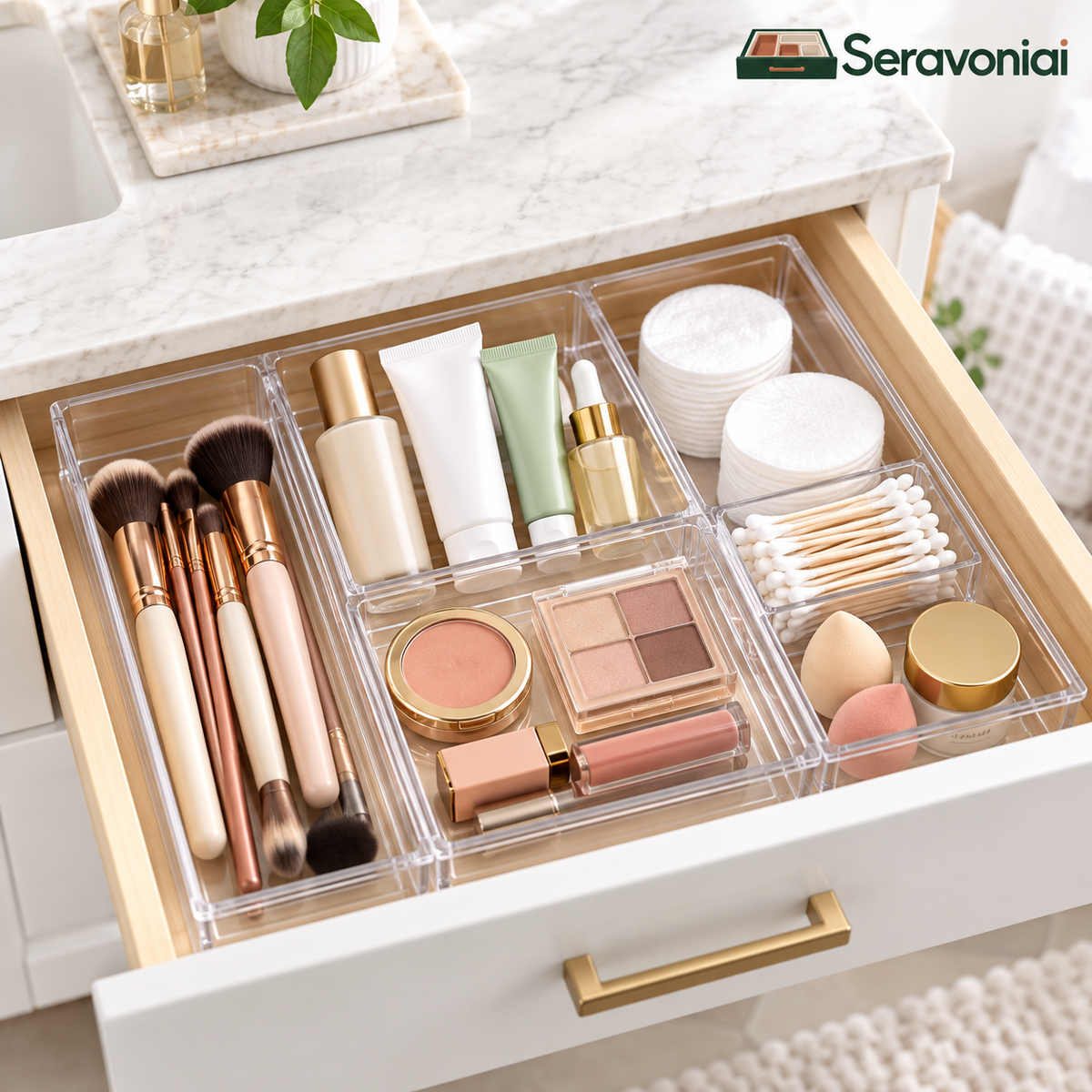 Clear Vanity Drawer Organizer Set