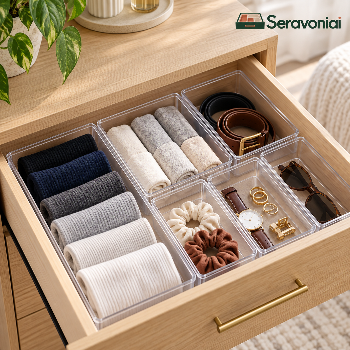 Clear Drawer Organizer Tray Set