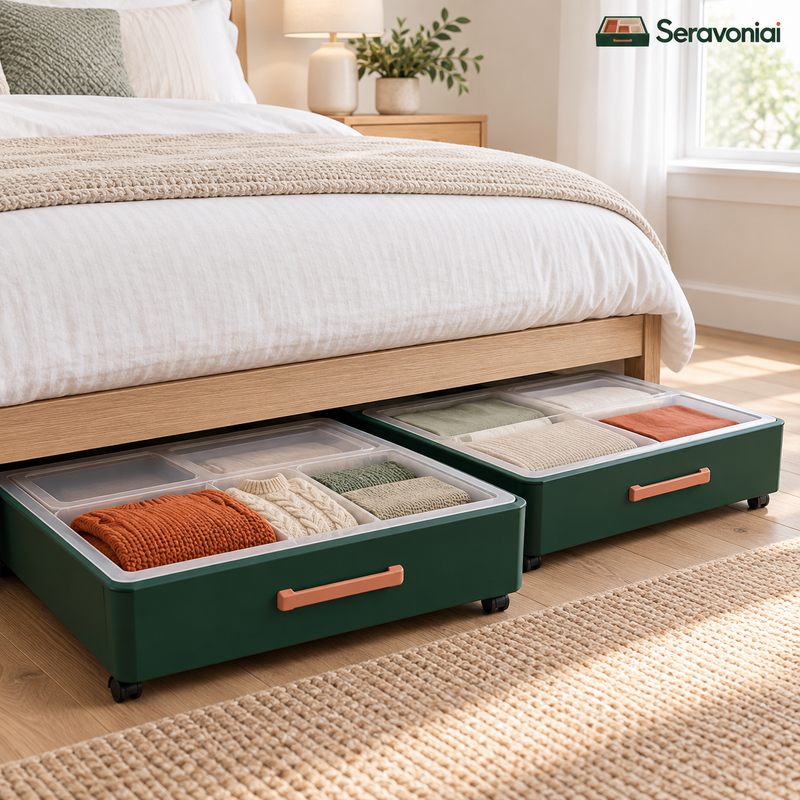 Rolling Under-Bed Storage Drawer Set
